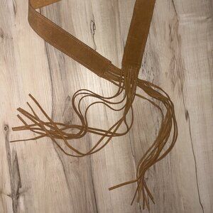 Vintage Carmel Genuine Suede Fringe Belt